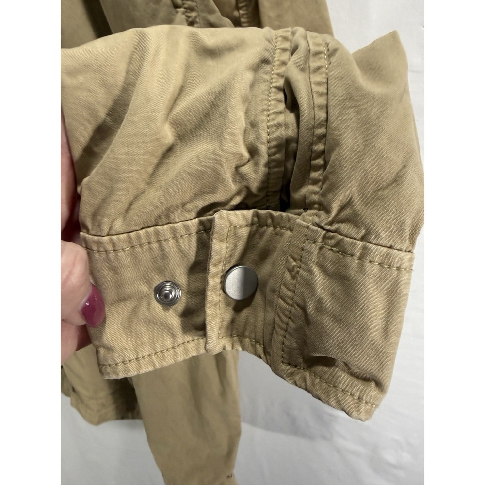 Gap Women Jacket Tan Utility Chore Barn Shacket Canvas Cotton Full Snap Sz Large - Picture 10 of 10